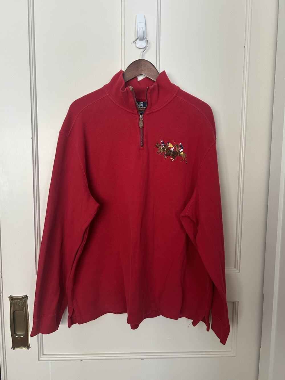 Vintage Polo Ralph Lauren Embroidered Mock Neck 1/4 Zip Sweater Mens Size XXL